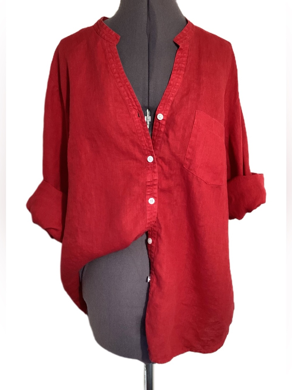 Talbots Irish Linen V Neck Button Up Shirt Size 1X